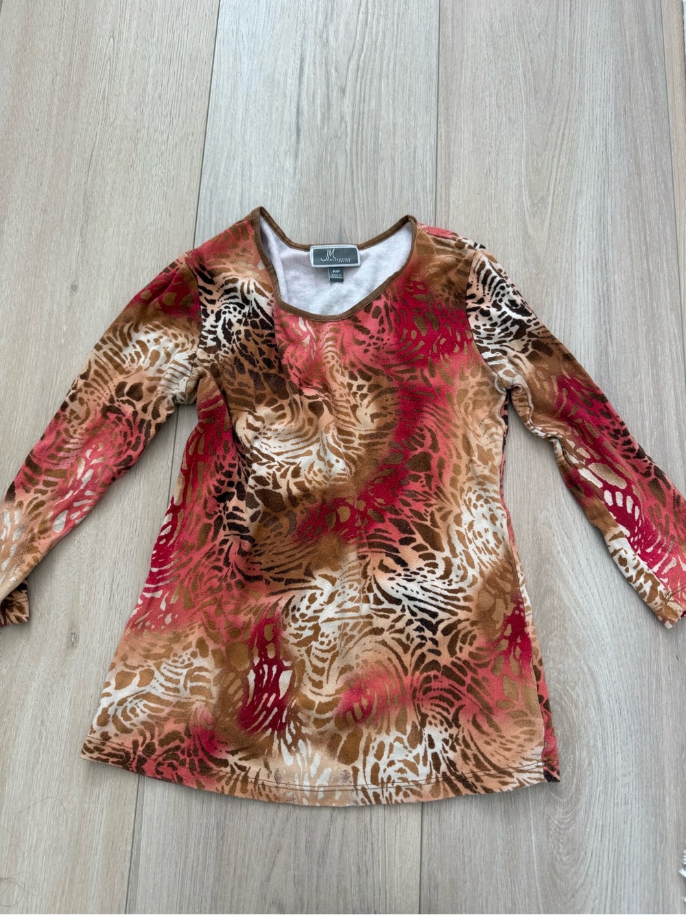 Vintage Animal Print quarter sleeve Top